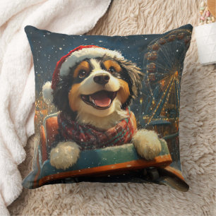 Bernedoodle Hond Achterbaan Kerst Kussen