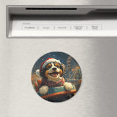 Bernedoodle Hond Achterbaan Kerst  Magneet (Insitu (Vaatwasser))