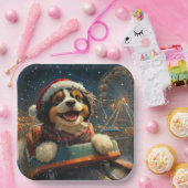 Bernedoodle Hond Achterbaan Kerst Papieren Bordje (Feest)