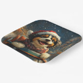 Bernedoodle Hond Achterbaan Kerst Papieren Bordje (Gebogen)