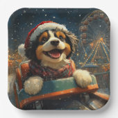 Bernedoodle Hond Achterbaan Kerst Papieren Bordje (Voorkant)