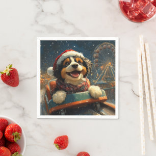 Bernedoodle Hond Achterbaan Kerst  Servet