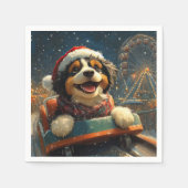 Bernedoodle Hond Achterbaan Kerst Servet (Voorkant)
