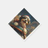 Bernedoodle Hond Achterbaan Kerst Servet (Hoek)