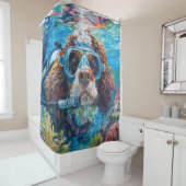 Bernedoodle Hond Duiken Onderwater Douchegordijn (In situ)