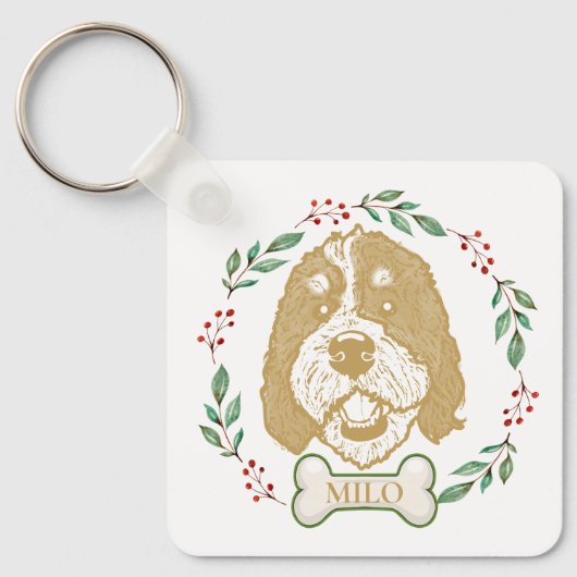 Bernedoodle Hond gepersonaliseerd Sleutelhanger (Voorkant)