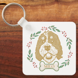 Bernedoodle Hond gepersonaliseerd Sleutelhanger