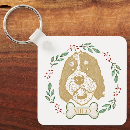 Bernedoodle Hond gepersonaliseerd Sleutelhanger (Voorkant)