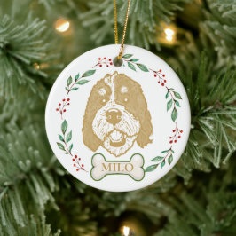 Bernedoodle Hond Gepersonaliseerde Handtekening Keramisch Ornament