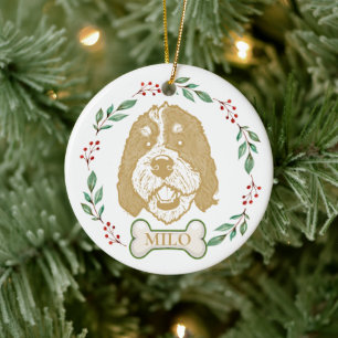 Bernedoodle Hond Gepersonaliseerde Handtekening Keramisch Ornament