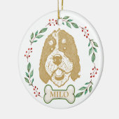 Bernedoodle Hond Gepersonaliseerde Handtekening Keramisch Ornament (Links)