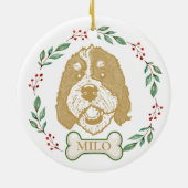 Bernedoodle Hond Gepersonaliseerde Handtekening Keramisch Ornament (Achterkant)