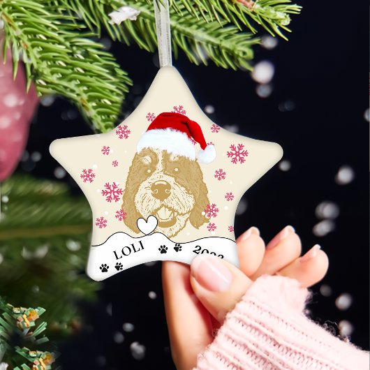 Bernedoodle Hond Gepersonaliseerde Handtekening Keramisch Ornament