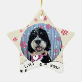 Bernedoodle Hond Gepersonaliseerde Handtekening Keramisch Ornament (Achterkant)