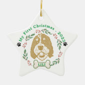 Bernedoodle Hond Gepersonaliseerde Handtekening Keramisch Ornament (Voorkant)