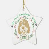 Bernedoodle Hond Gepersonaliseerde Handtekening Keramisch Ornament (Links)