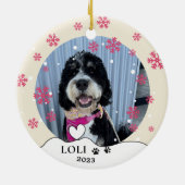 Bernedoodle Hond Gepersonaliseerde Handtekening Keramisch Ornament (Achterkant)