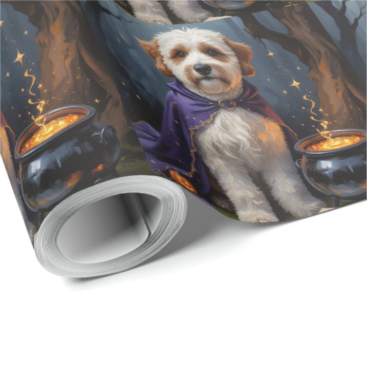 Bernedoodle Hond grillig Halloween schilderij Cadeaupapier (Rol Hoek)