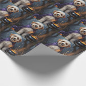 Bernedoodle Hond grillig Halloween schilderij Cadeaupapier (Hoek)