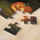 Bernedoodle Hond grillig Halloween schilderij Legpuzzel (Zijkant)