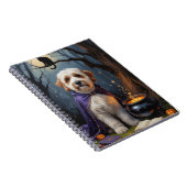 Bernedoodle Hond grillig Halloween schilderij Notitieboek (Rechterzijde)