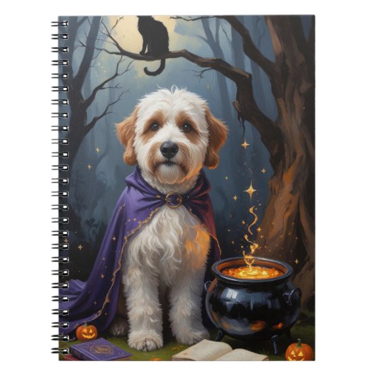 Bernedoodle Hond grillig Halloween schilderij Notitieboek (Voorkant)