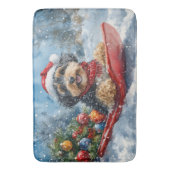 Bernedoodle Hond in Sledge Laat het Sneeuw Kerstmi Badmat (Voorkant Verticaal)