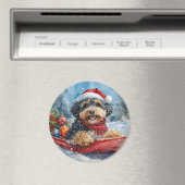 Bernedoodle Hond in Sledge Laat het Sneeuw Kerstmi Magneet (Insitu (Vaatwasser))