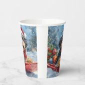 Bernedoodle Hond in Sledge Laat het Sneeuw Kerstmi Papieren Bekers (Links)