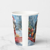 Bernedoodle Hond in Sledge Laat het Sneeuw Kerstmi Papieren Bekers (Rechts)