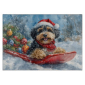 Bernedoodle Hond in Sledge Laat het Sneeuw Kerstmi Snijplank (Voorkant)