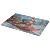 Bernedoodle Hond in Sledge Laat het Sneeuw Kerstmi Snijplank (Hoek)