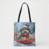 Bernedoodle Hond in Sledge Laat het Sneeuw Kerstmi Tote Bag (Voorkant)