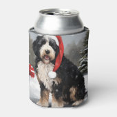 Bernedoodle Hond in Sneeuw Kerstmis Blikjeskoeler (Blikje Voorkant)