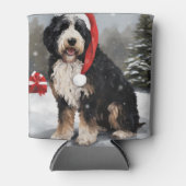 Bernedoodle Hond in Sneeuw Kerstmis Blikjeskoeler (Voorkant)