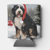 Bernedoodle Hond in Sneeuw Kerstmis Blikjeskoeler (Achterkant)