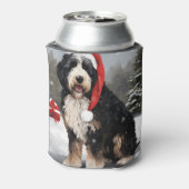 Bernedoodle Hond in Sneeuw Kerstmis Blikjeskoeler (Blikje Achterkant)