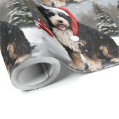 Bernedoodle Hond in Sneeuw Kerstmis Cadeaupapier (Rol Hoek)