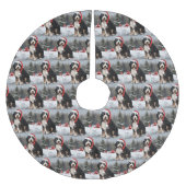 Bernedoodle Hond in Sneeuw Kerstmis Kerstboom Rok (Voorkant)