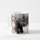 Bernedoodle Hond in Sneeuw Kerstmis Koffiemok (Voorkant links)