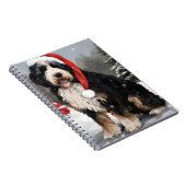 Bernedoodle Hond in Sneeuw Kerstmis Notitieboek (Rechterzijde)