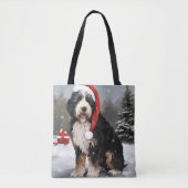 Bernedoodle Hond in Sneeuw Kerstmis Tote Bag (Voorkant)