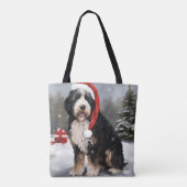 Bernedoodle Hond in Sneeuw Kerstmis Tote Bag (Achterkant)