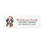 Bernedoodle hond kerst retouradres           etiket (Voorkant)