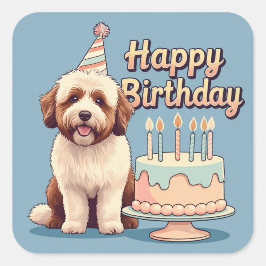 Bernedoodle Hond Kleurrijk Vierkante Sticker (Voorkant)