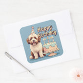 Bernedoodle Hond Kleurrijk Vierkante Sticker (Envelop)