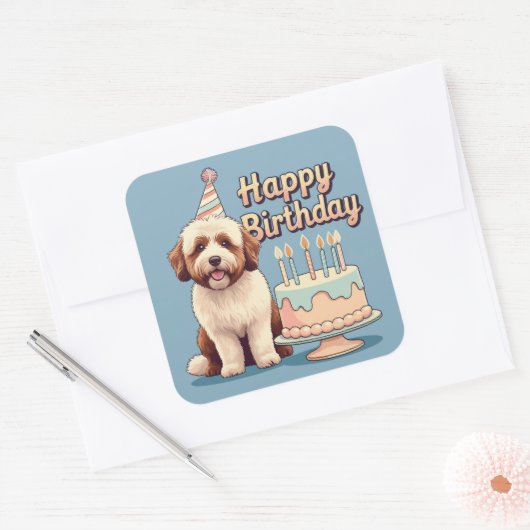 Bernedoodle Hond Kleurrijk Vierkante Sticker (Envelop)