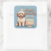 Bernedoodle Hond Kleurrijk Vierkante Sticker (Tas)