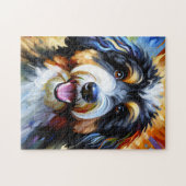 Bernedoodle Hond Portret Acryl Kunst Print Hond Legpuzzel (Horizontaal)