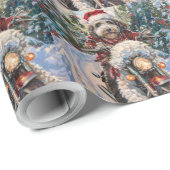 Bernedoodle Hond Rijden Motorfiets Kerstmis Cadeaupapier (Rol Hoek)